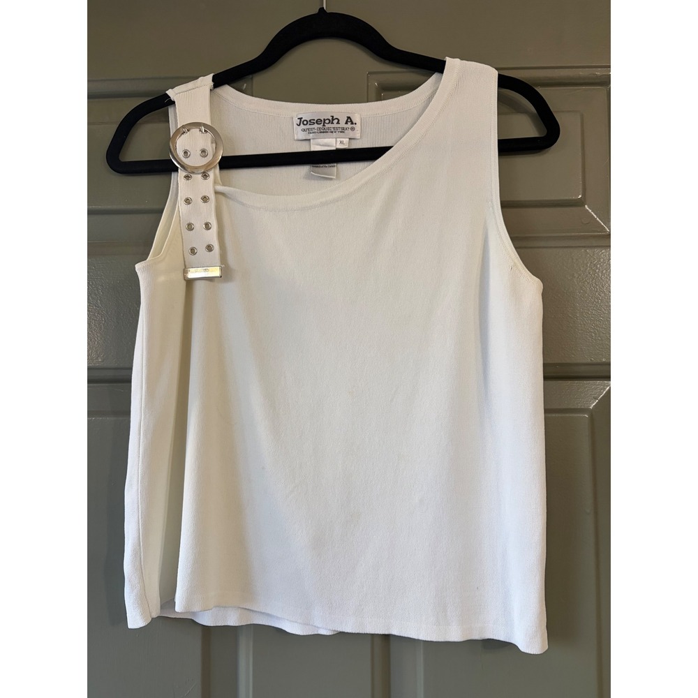 Joseph A. | Y2K Buckle Strap Knit Tank Top | XL || White|